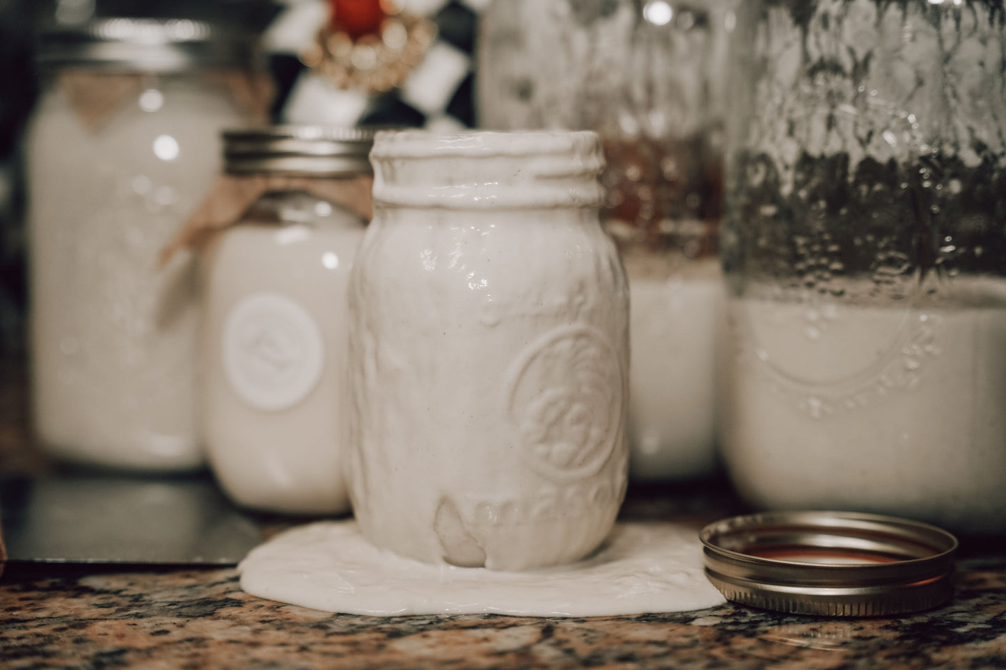 Dehydrated sourdough starter in a jar by Onic Brands LLC, ready for rehydration and baking bread.