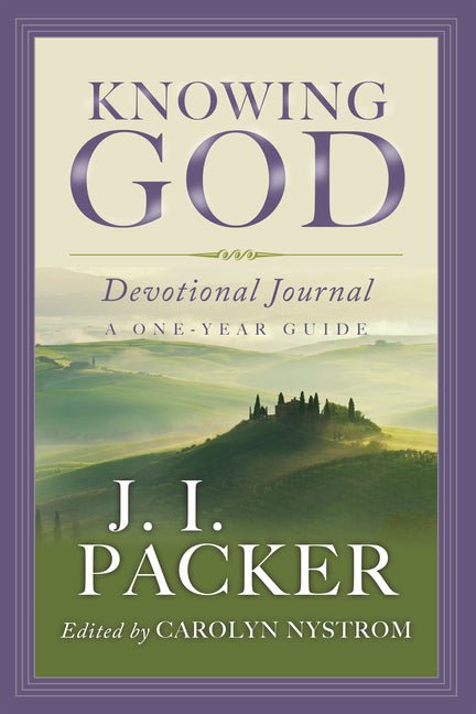 Open Christian devotional journal titled "Knowing God" by Christian Books Today, featuring a one-year guided prayer and reflection pages.