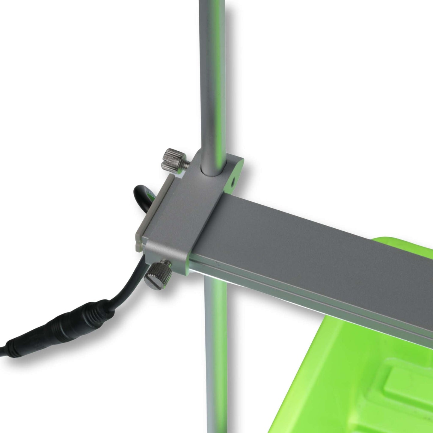 Close-up of Bootstrap Farmer 2 ft LED grow light with adjustable stand for indoor plant growth and horticulture.