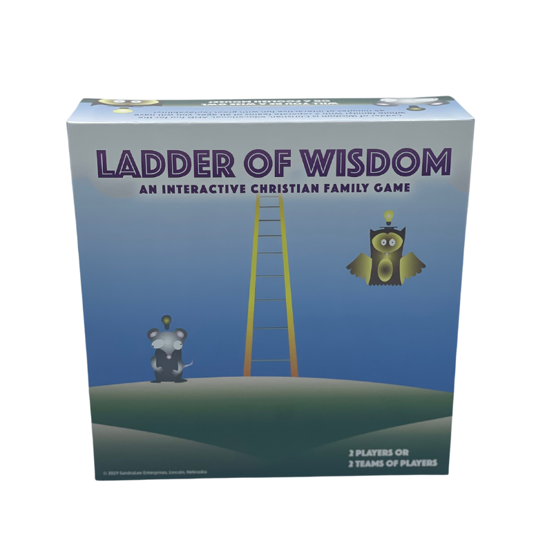 Christian family ladder of wisdom game by Sandra Lee Enterprises, featuring colorful wooden ladder and family playing together.