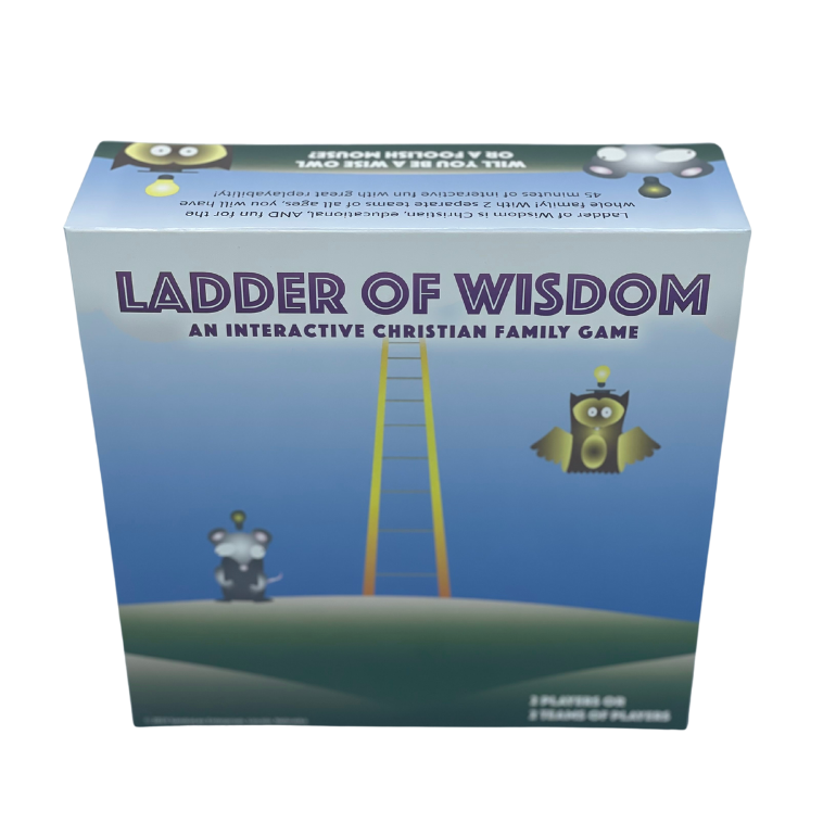 Christian family Ladder of Wisdom game by Sandra Lee Enterprises, featuring colorful ladder and family playing together.