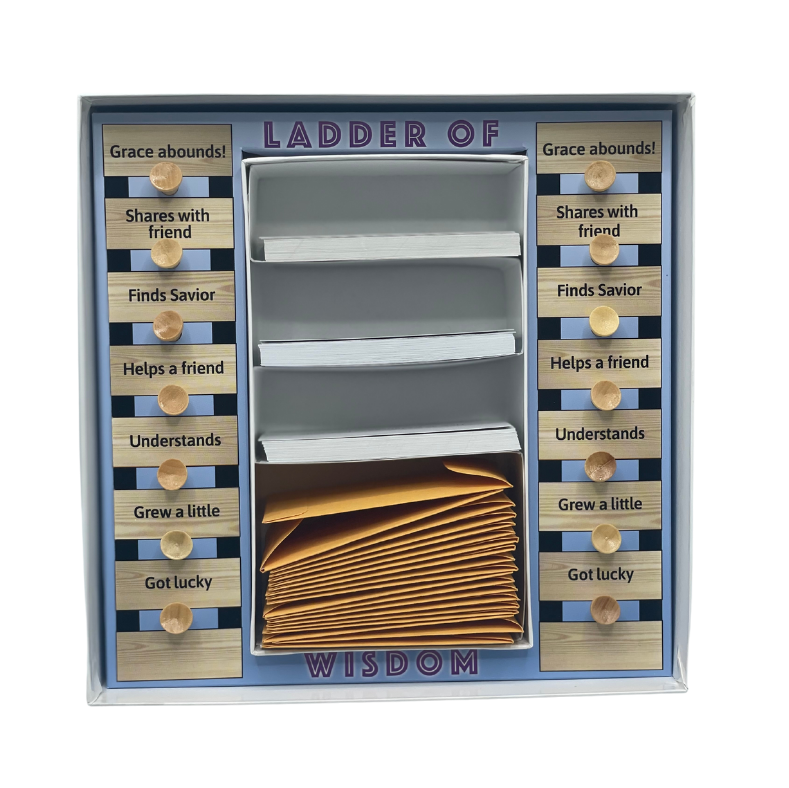 Christian family Ladder of Wisdom game from Sandra Lee Enterprises, featuring colorful wooden ladder with biblical wisdom symbols.