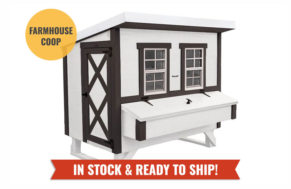 White OverEZ large chicken coop with spacious design, suitable for up to 15 chickens, featuring farmhouse style and sturdy construction.