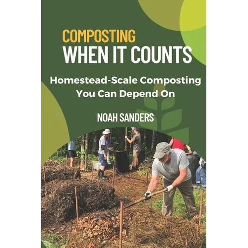 Paperback book titled "Composting When it Counts" by splitShops, featuring a cover with composting images and green natural elements.