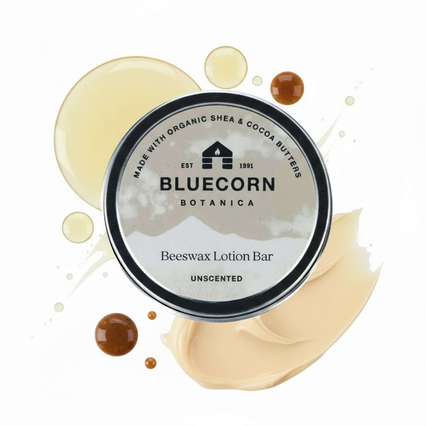 Unlabeled Bluecorn Beeswax Lotion Bar from Bluecorn Candles in natural, unscented form, showing its smooth, solid shape.