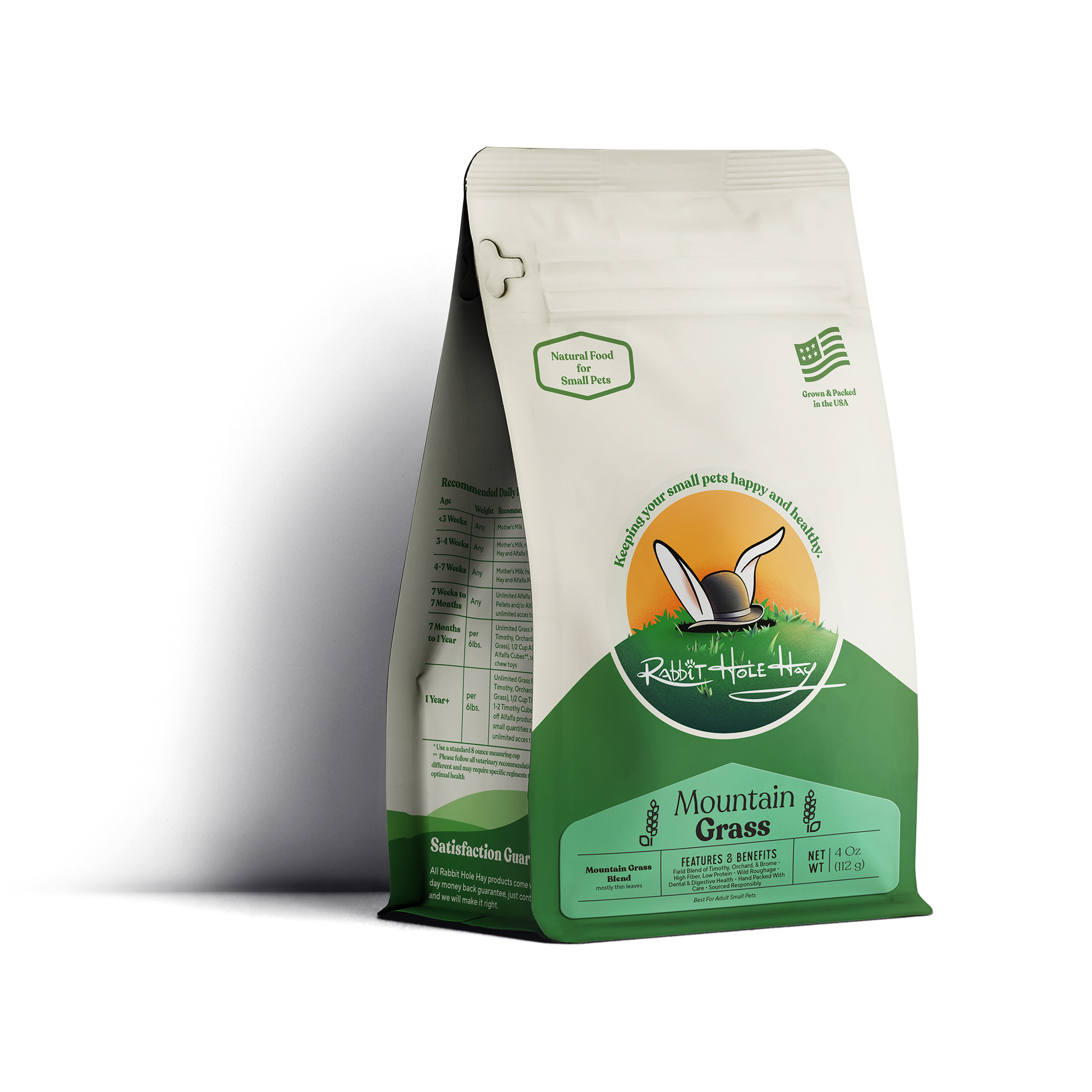 Rabbit Hole Hay Ultra Premium Mountain Grass hay in a bale, showcasing fresh, green mountain grass for small animals.
