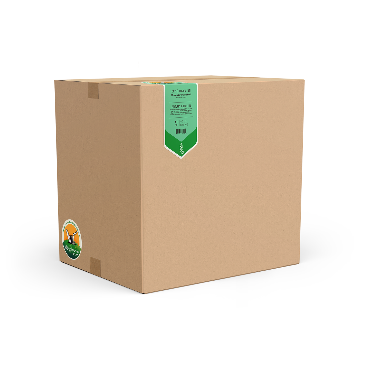 Rabbit Hole Hay Ultra Premium Mountain Grass hay in a bale, showcasing fresh, green mountain grass for small animals.