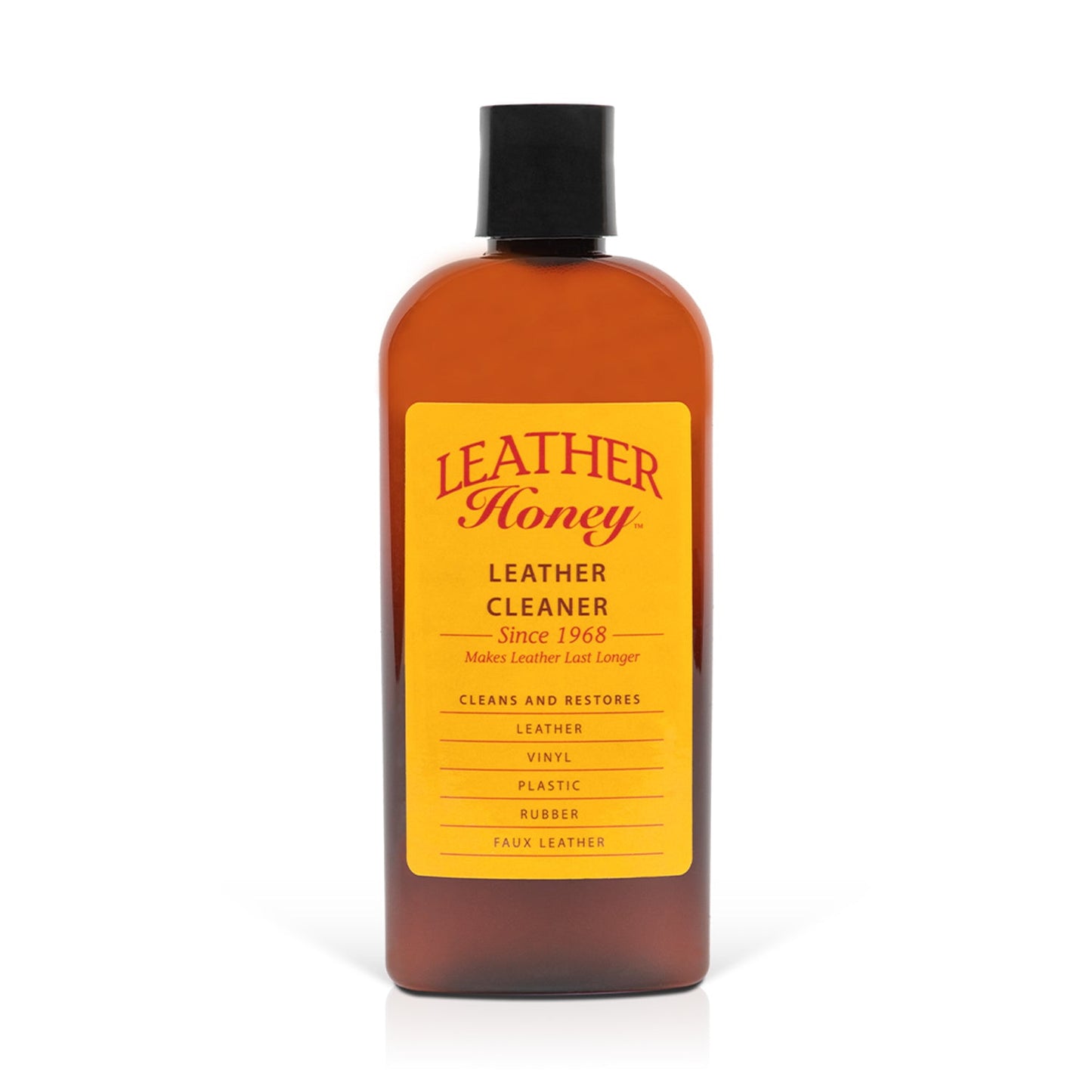 Leather Honey 8oz leather cleaner bottle, showing the product for cleaning and conditioning leather surfaces.