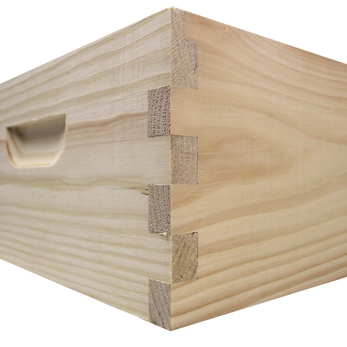Galena Farms 8-frame complete beehive kit with painted medium box, finger joint details, fully assembled, includes frames and wax-coated foundations.
