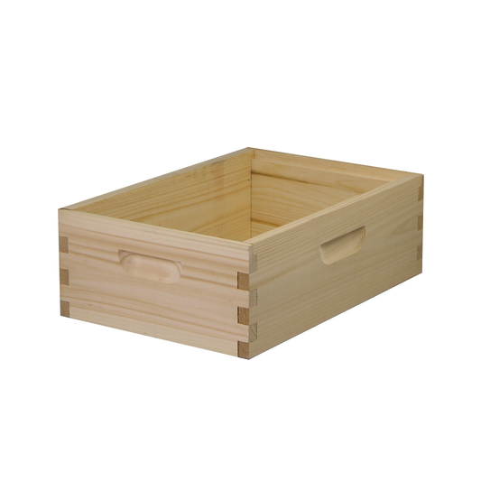 Galena Farms 8-frame medium honey super hive body in Eastern White Pine, no frames, suitable for beekeeping and honey collection.