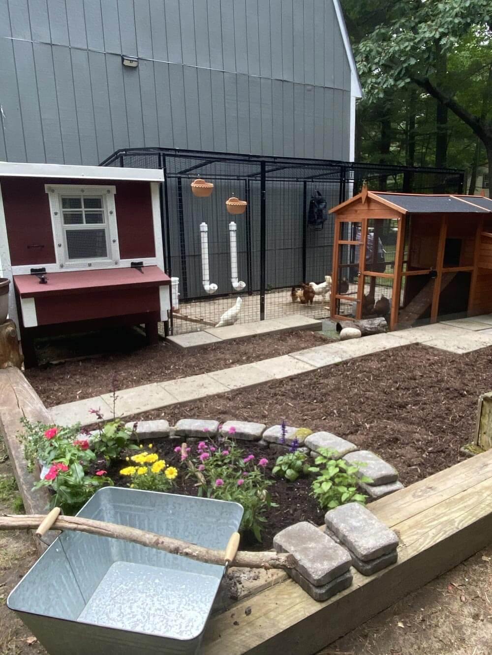 Medium OverEZ Chicken Coop with Rugged Ranch Run, suitable for up to 10 chickens, featuring durable construction and outdoor shelter.