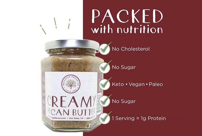 Creamy Pecan Butter by Millican Pecan in an 8.5oz jar, showcasing the smooth texture and rich pecan flavor.
