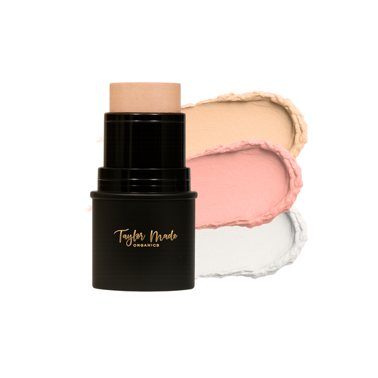 Taylor Made Organics cream highlighter multistick with a smooth, creamy texture and natural glow in a versatile shade.