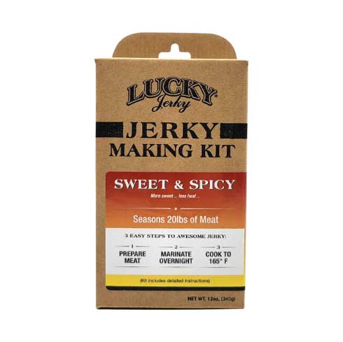 Sweet and spicy jerky making kit from Nebraska Star Beef, includes seasoning packets for homemade beef jerky.