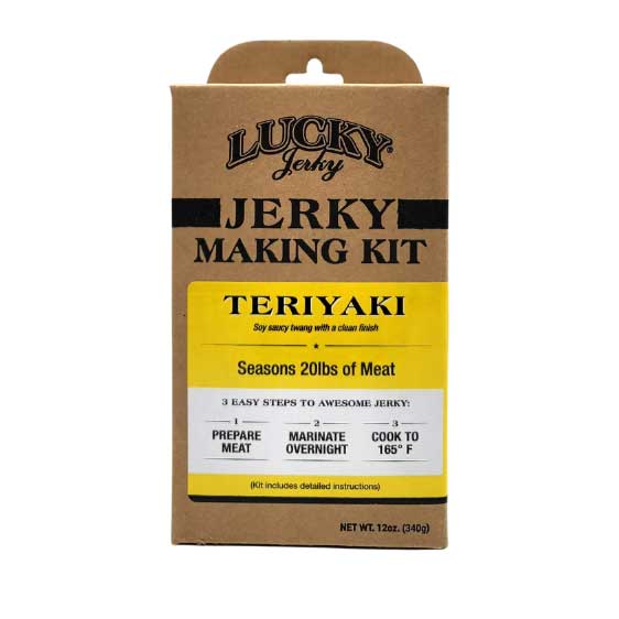Nebraska Star Beef teriyaki jerky making kit with seasoning and ingredients in a 12 oz package for homemade jerky.