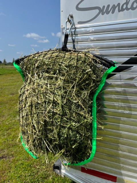 Neon green Haylo haynet by Haylo Haynets, LLC, showing a durable, bright-colored haynet for horse feeding.