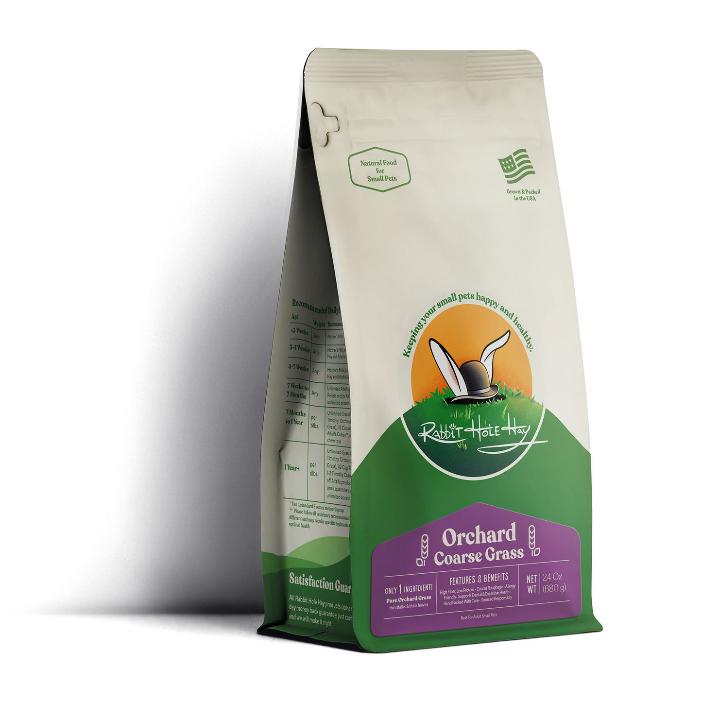 Coarse orchard grass hay from Rabbit Hole Hay, ultra premium rabbit food with fresh, healthy hay texture and vibrant green color.