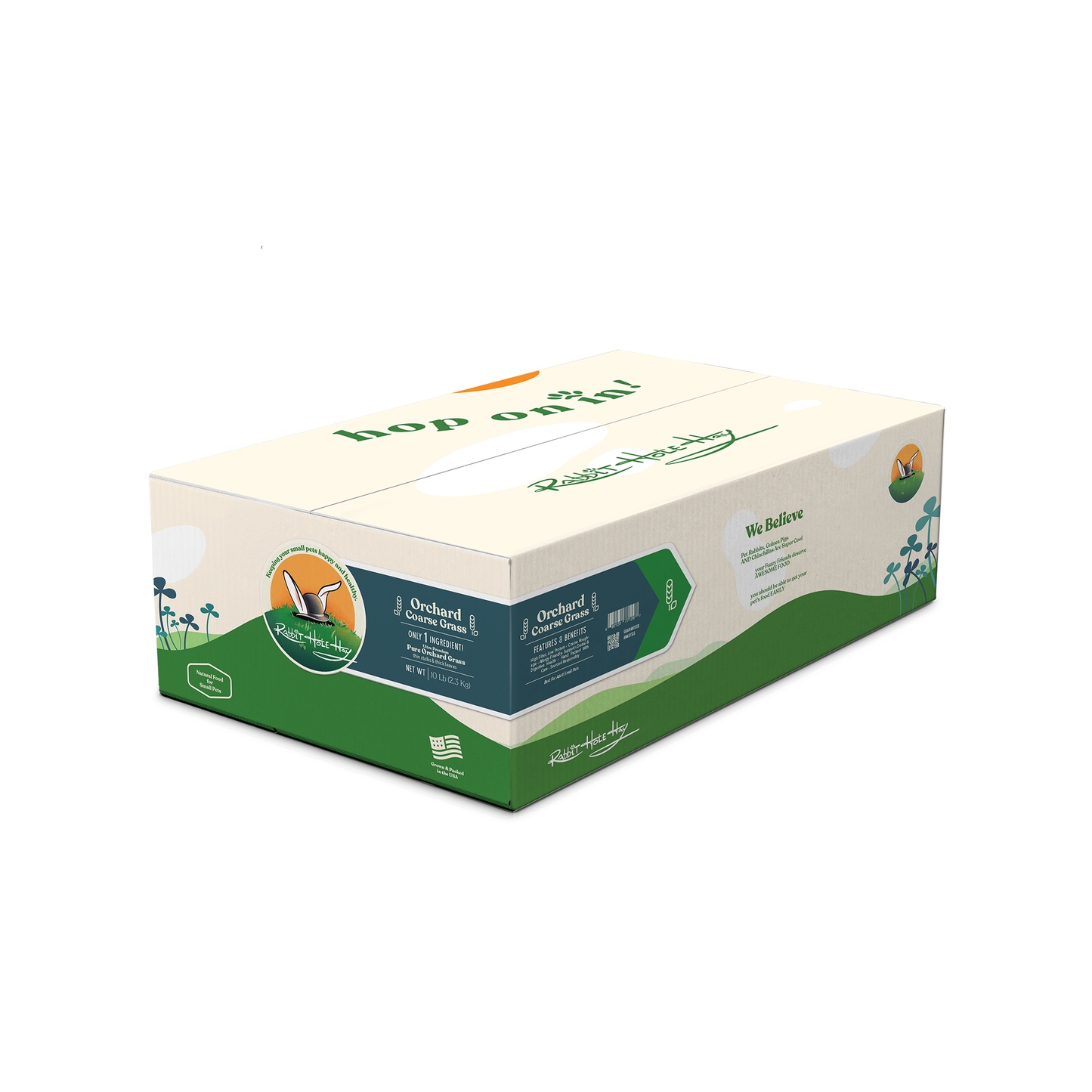 Coarse orchard grass hay from Rabbit Hole Hay, ultra premium quality, ideal for small animals and pets.