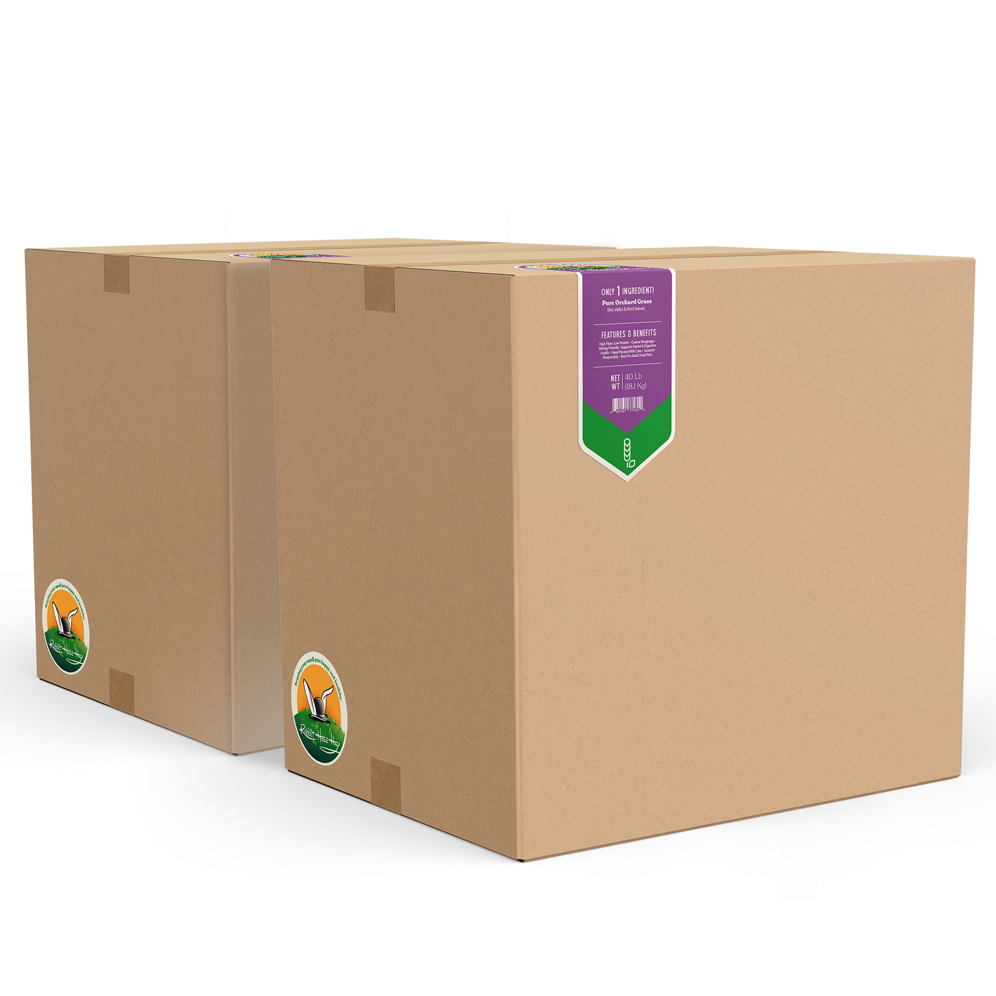 Coarse orchard grass hay by Rabbit Hole Hay, ultra-premium rabbit food, with fresh green hay visible in a natural setting.
