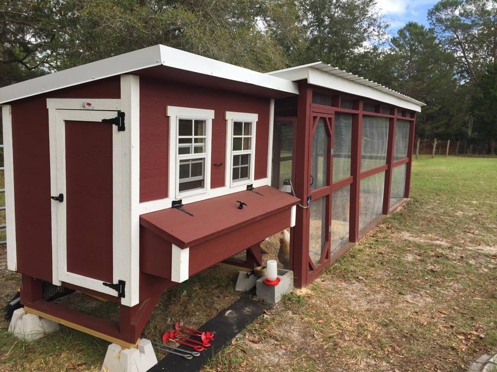 Large OverEZ Chicken Coop with spacious design and matching chicken run, suitable for up to 15 chickens.