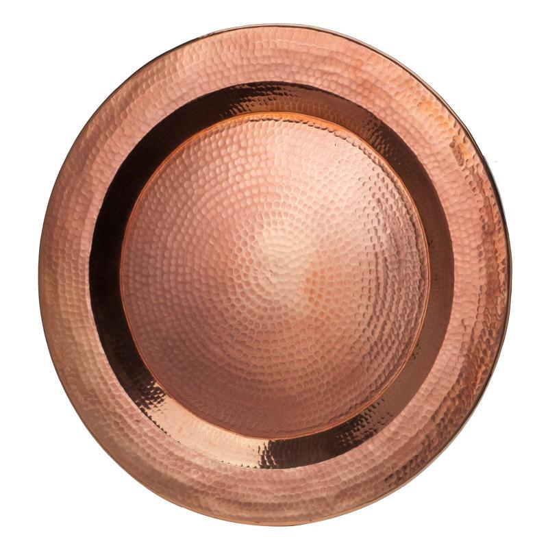 Copper Thessaly round platter by Sertodo, showcasing a polished, circular serving plate with a smooth, shiny surface.