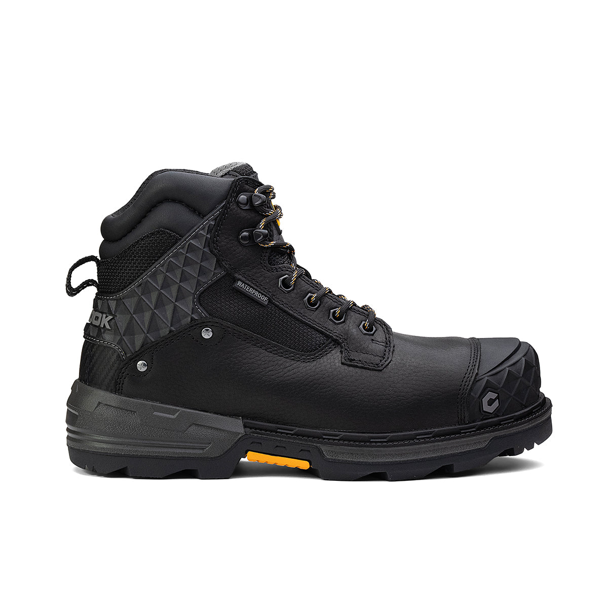 Black Chinook® Work Boot with 6-inch composite toe, waterproof design, rugged sole, and sturdy construction for industrial work.