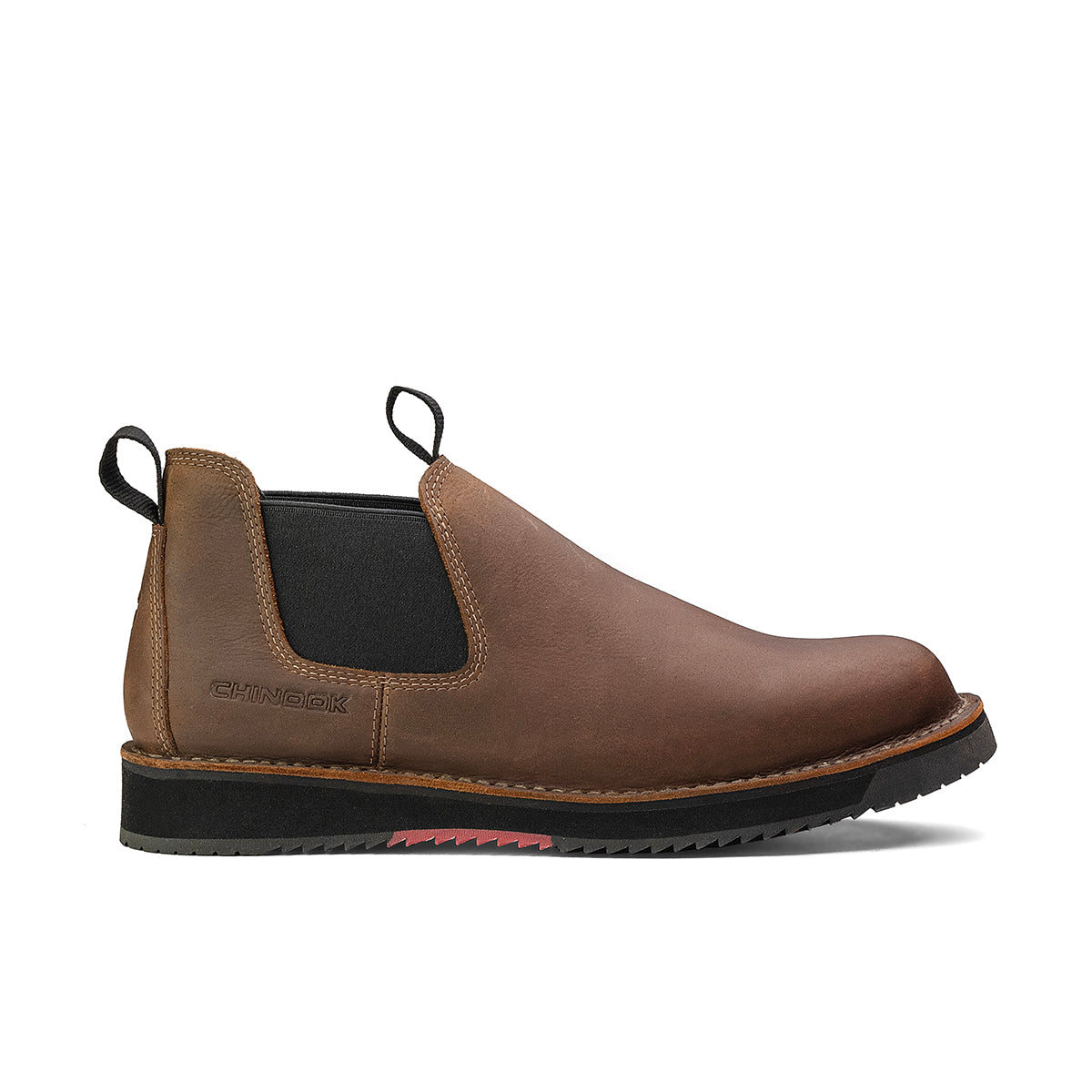Chinook® Heritage leather slip-on shoe in brown, designed for casual and work wear, featuring a sleek leather upper and comfortable fit.
