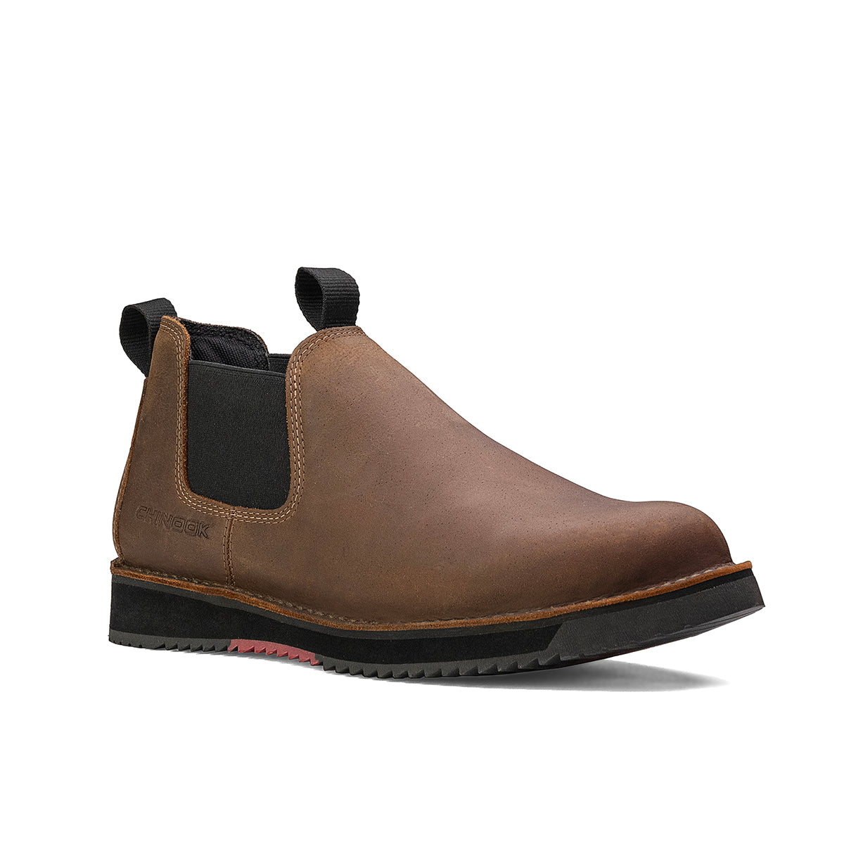 Brown Romeo Heritage Leather Slip-On Shoe by Chinook® Footwear, designed for work and casual wear, with smooth leather finish.