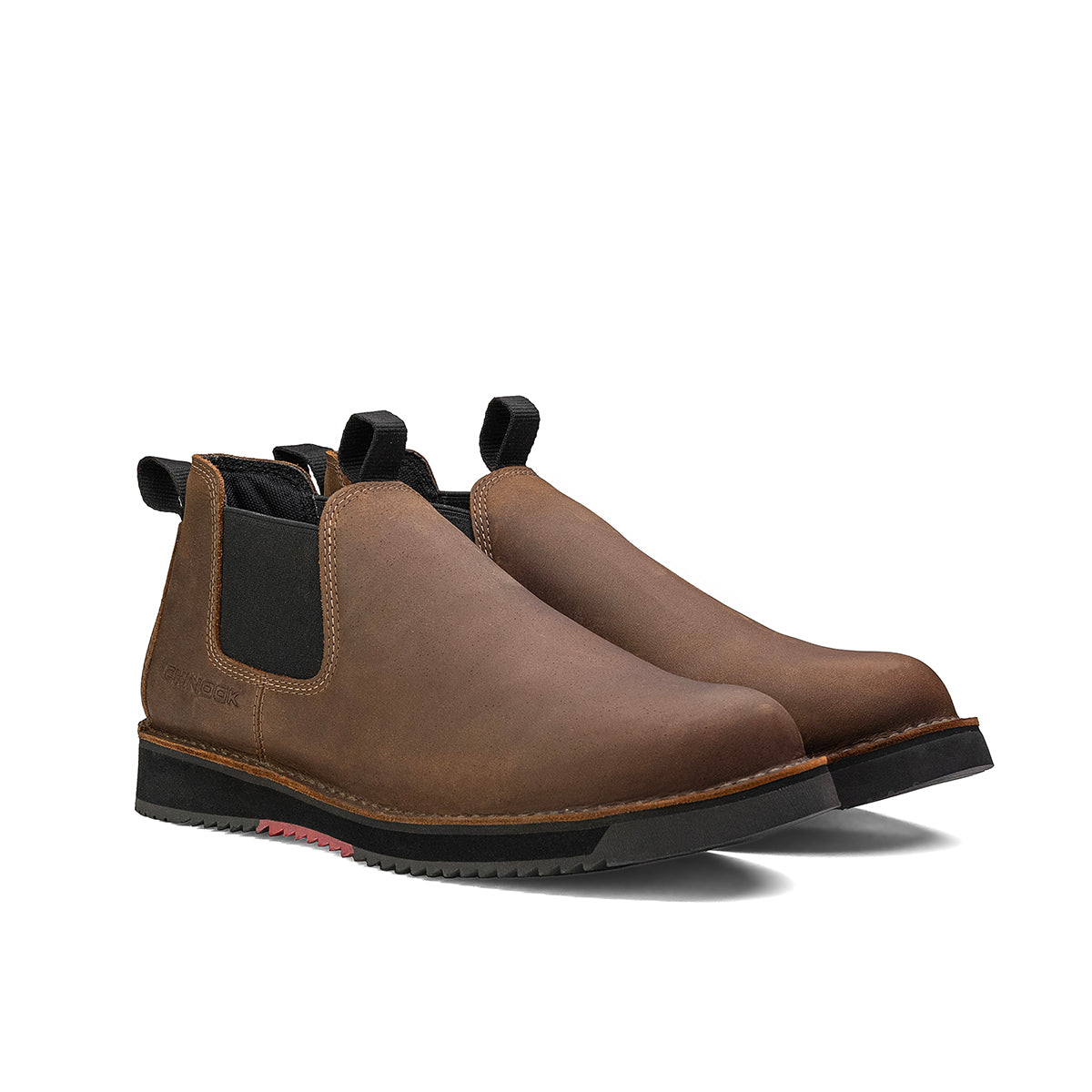 Chinook® Footwear Romeo Heritage leather slip-on shoe in brown for work and casual wear, featuring a sleek, comfortable design.