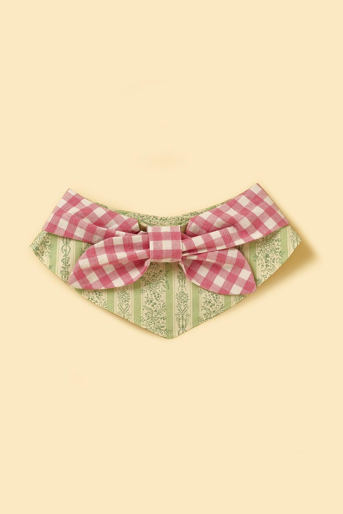 BarkBarkBaby Picnic Bliss floral gingham print bandana featuring colorful floral pattern on soft fabric.