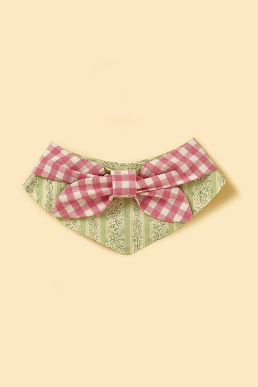 BarkBarkBaby Picnic Bliss floral gingham print bandana featuring colorful floral pattern on soft fabric.