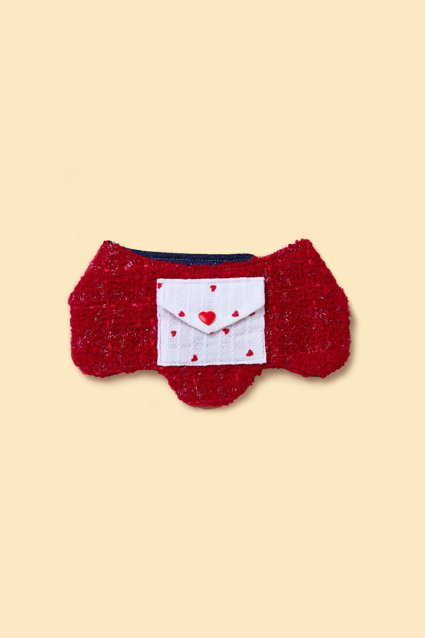 Reversible handmade bandana featuring a love note design from BarkBarkBaby, showcasing its vibrant pattern and soft fabric.