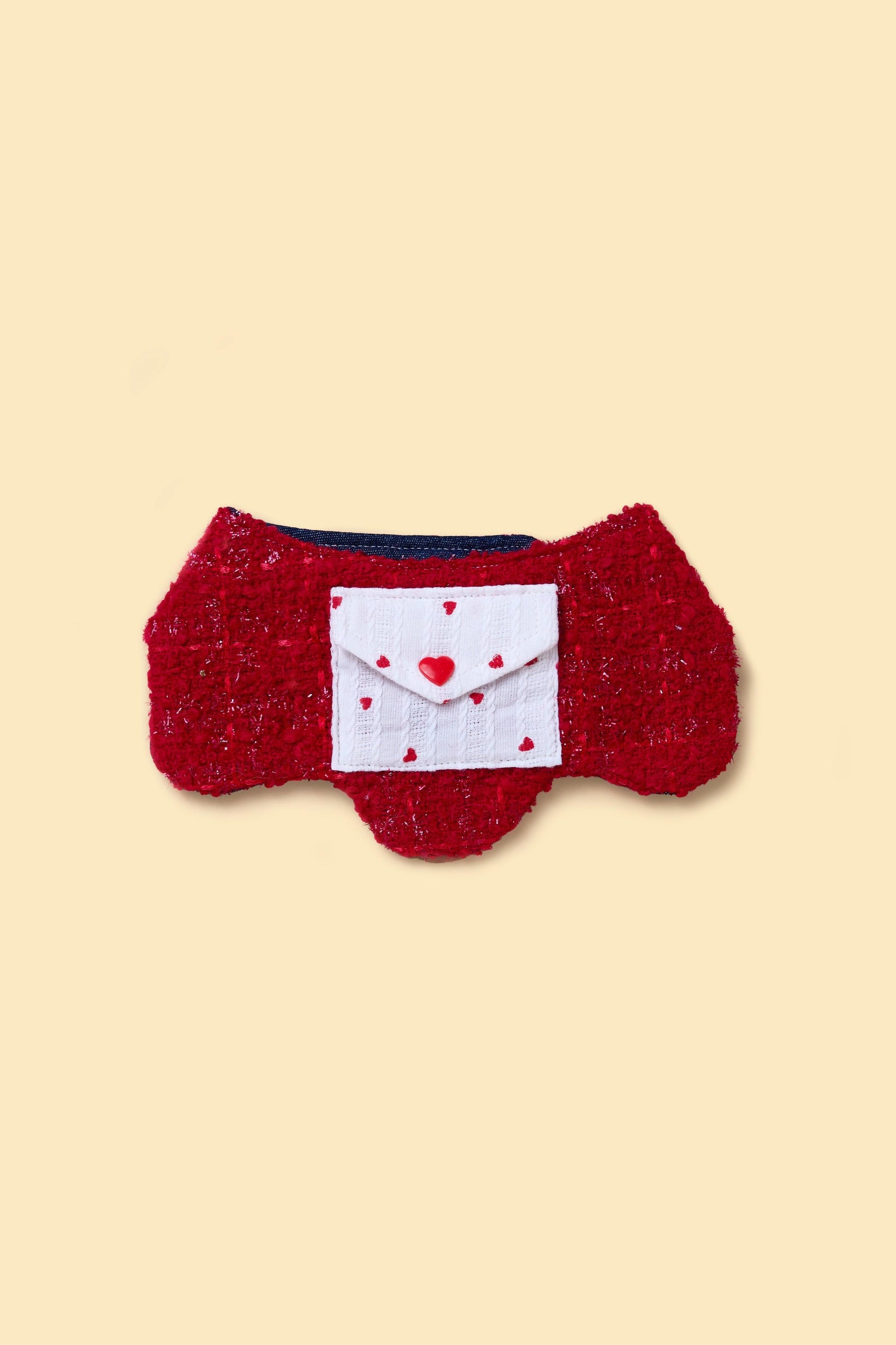 Reversible handmade bandana featuring a love note design from BarkBarkBaby, showcasing its vibrant pattern and soft fabric.