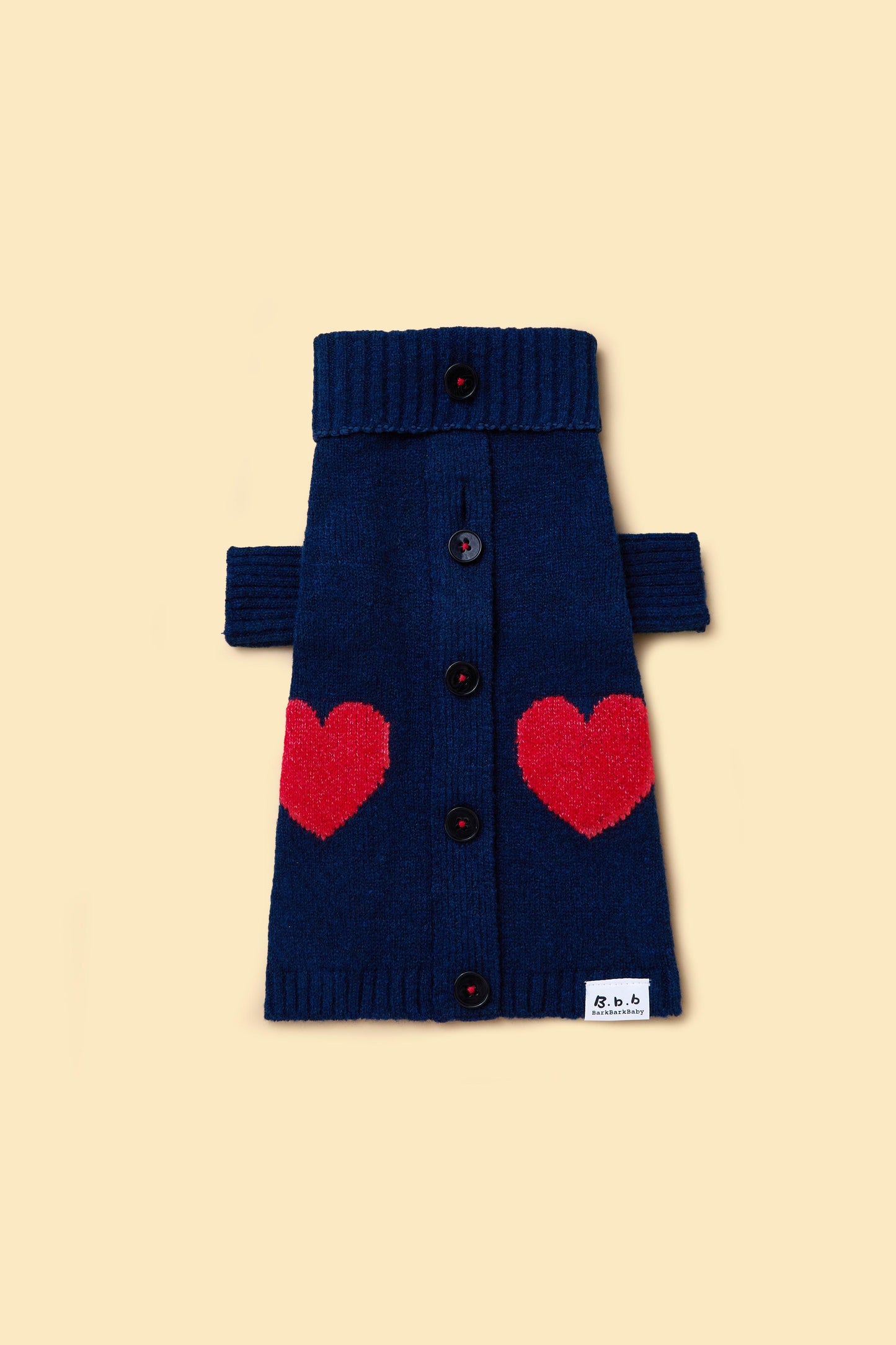 Pink Heart to Heart Button-Up Cardigan Sweater by BarkBarkBaby, featuring a cozy knit design with heart-shaped buttons.