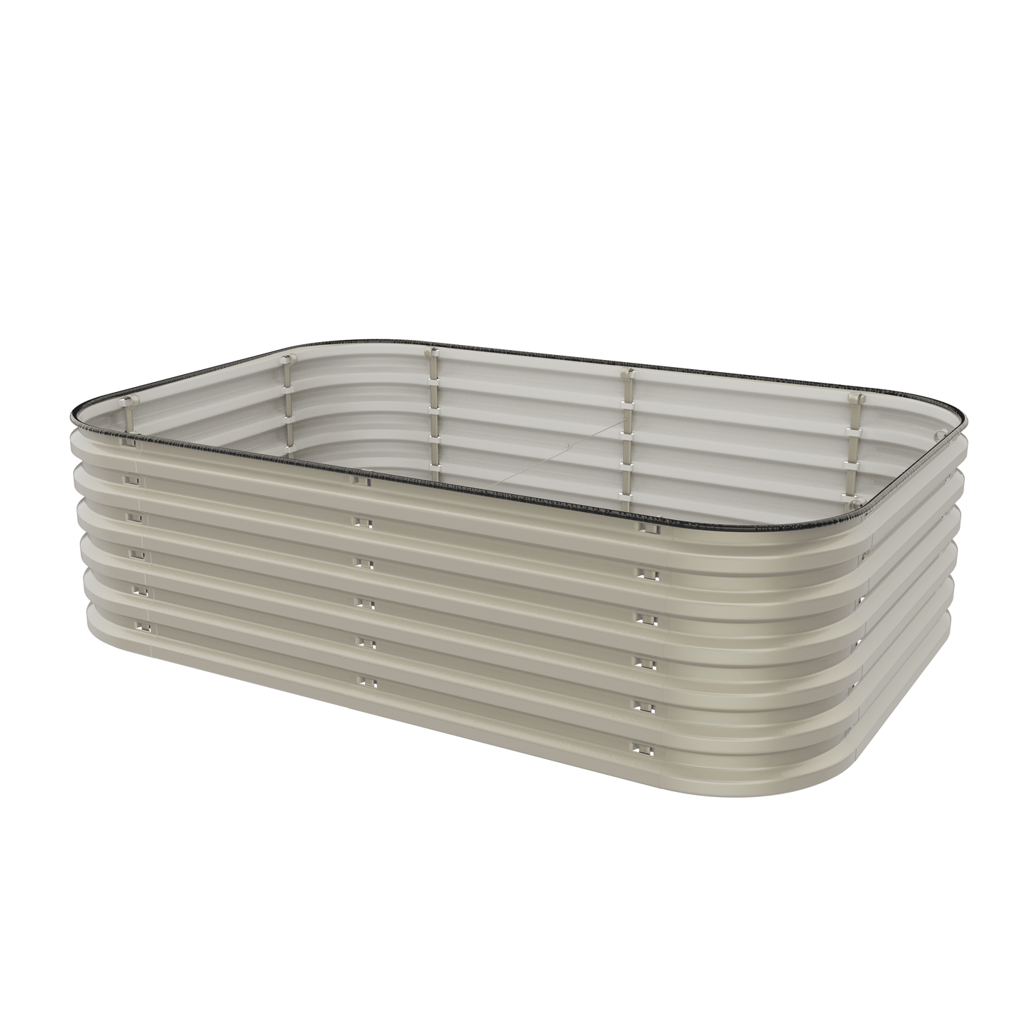 Pearl white 17-inch tall Gro-Rite 12-in-1 metal raised garden bed kit with no tools needed, designed for versatile gardening.