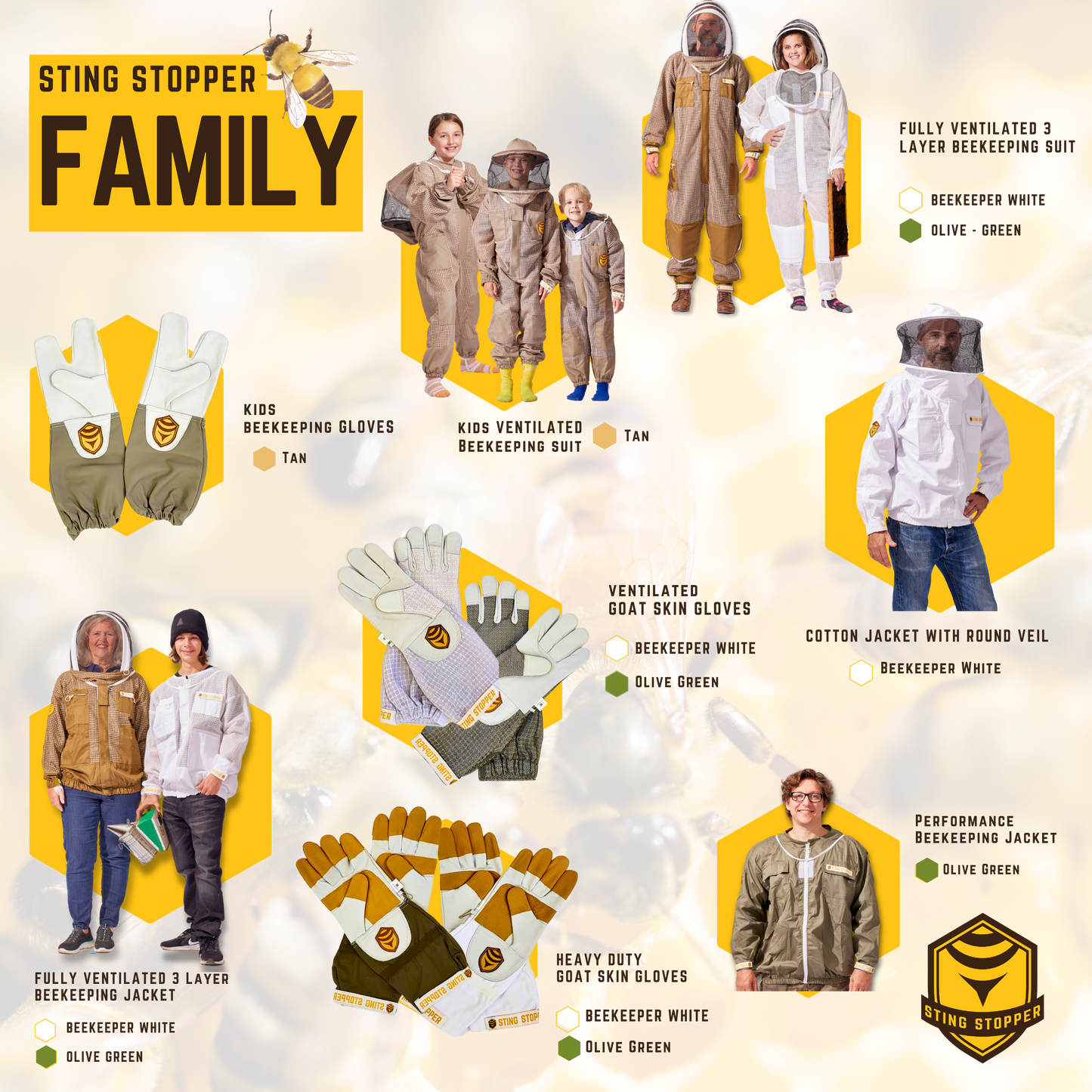Beekeeping jacket from Foxhound Bee Company, lightweight protective beekeeping clothing with mesh ventilation and full front zipper.