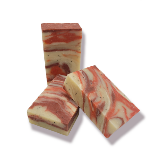 Evolve Botanica seasonal standard soap with bitten apple design, showcasing a rustic, natural soap bar on a neutral background.