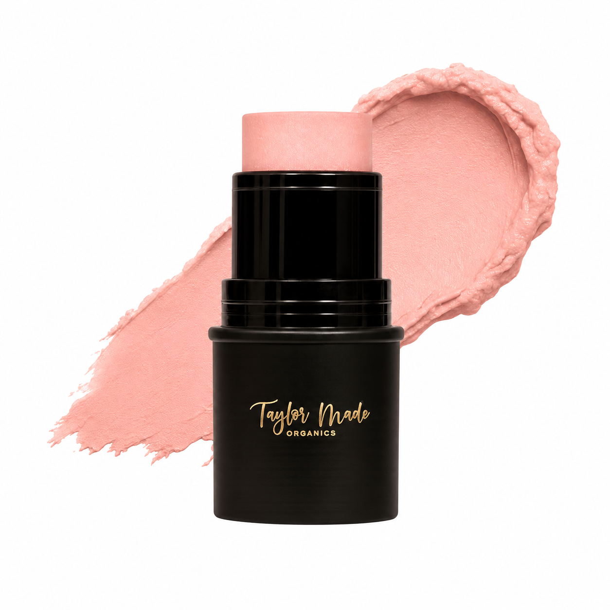 Pink Frost cream highlighter stick by Taylor Made Organics, showcasing a smooth, shimmery pink glow for radiant skin.