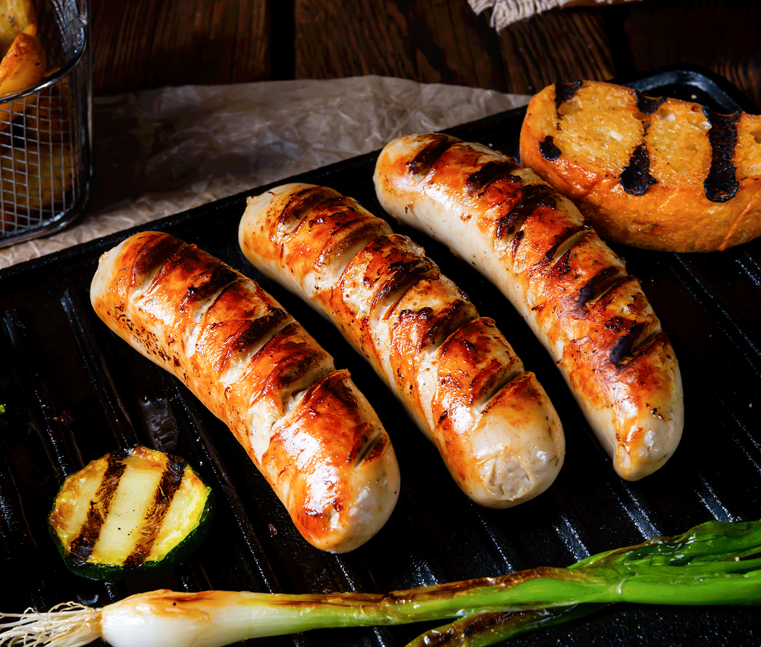 Pig of the Month BBQ pizza-brats for sampling, featuring bacon and sausage flavors on a grilled pizza-style presentation.