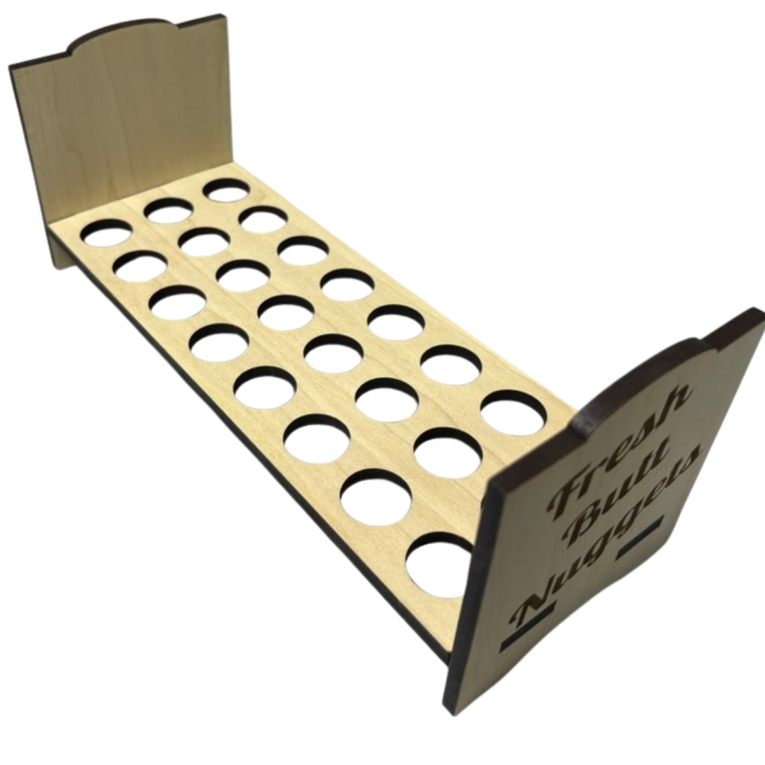 Empty quail egg holder for countertop, designed for storing fresh quail eggs, by Quailz.com from Undique LLC.