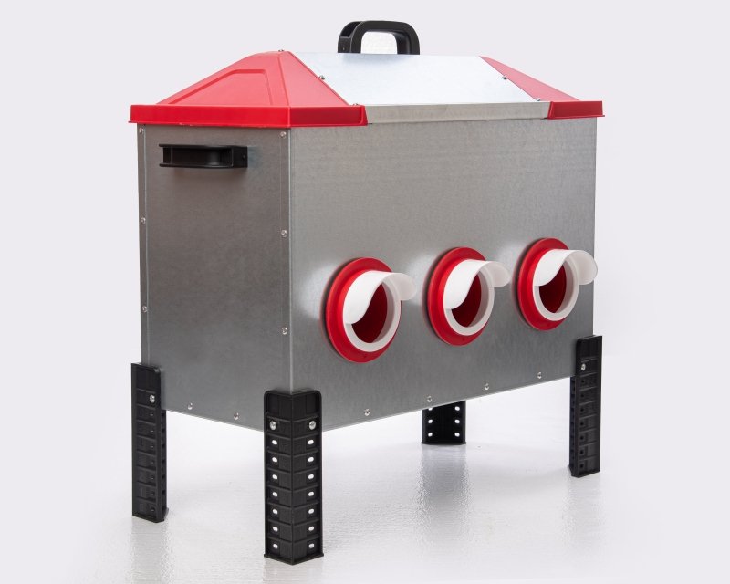 RentACoop Flock Feeder 65 6-Port Feeder for poultry, featuring multiple feeding ports and durable construction.