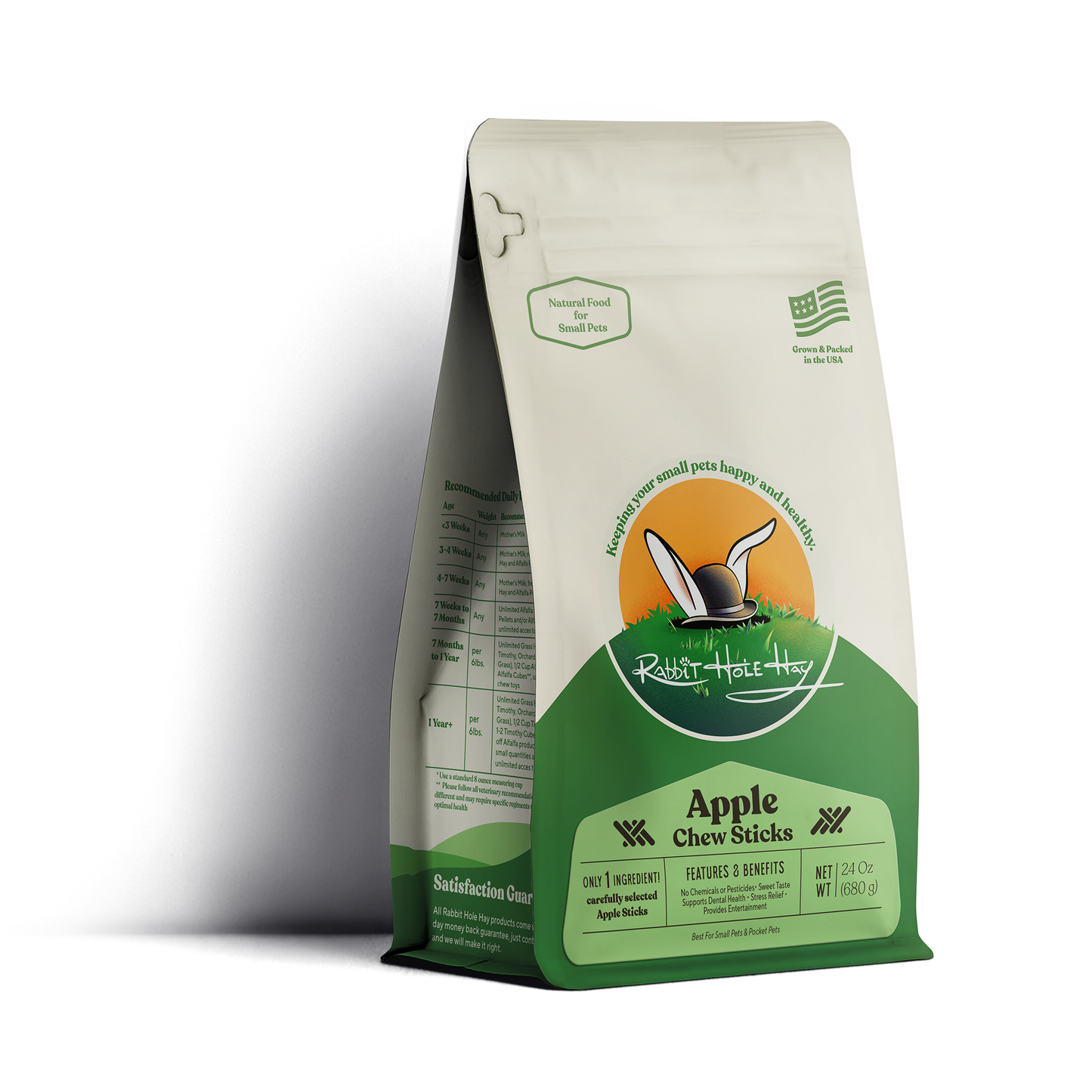 Natural apple chew sticks for rabbits from Rabbit Hole Hay, soft and tasty chew toy made from all-natural ingredients.
