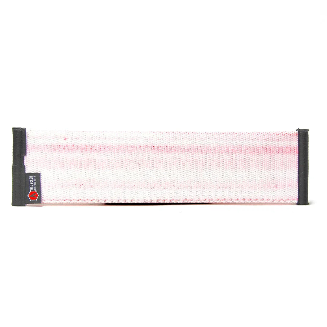 Recycled Firefighter recycled fire hose dog fetch toy in white, durable and eco-friendly for active dogs.