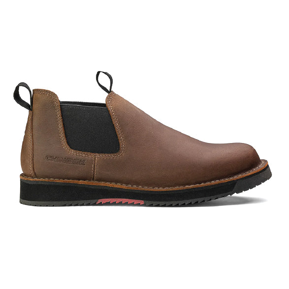 Chinook® Footwear Romeo Heritage leather slip-on shoe in brown, casual work shoe with smooth leather finish and comfortable design.