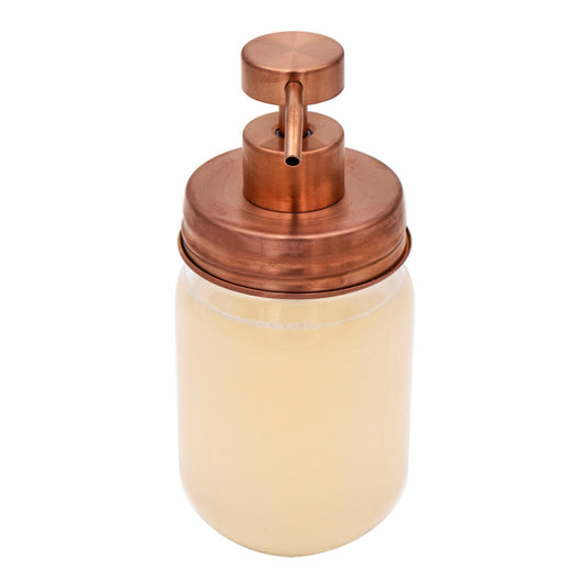 Rose gold soap pump lid kit for regular mouth mason jars, stylish and functional soap dispenser accessory from Mason Jar Lifestyle.