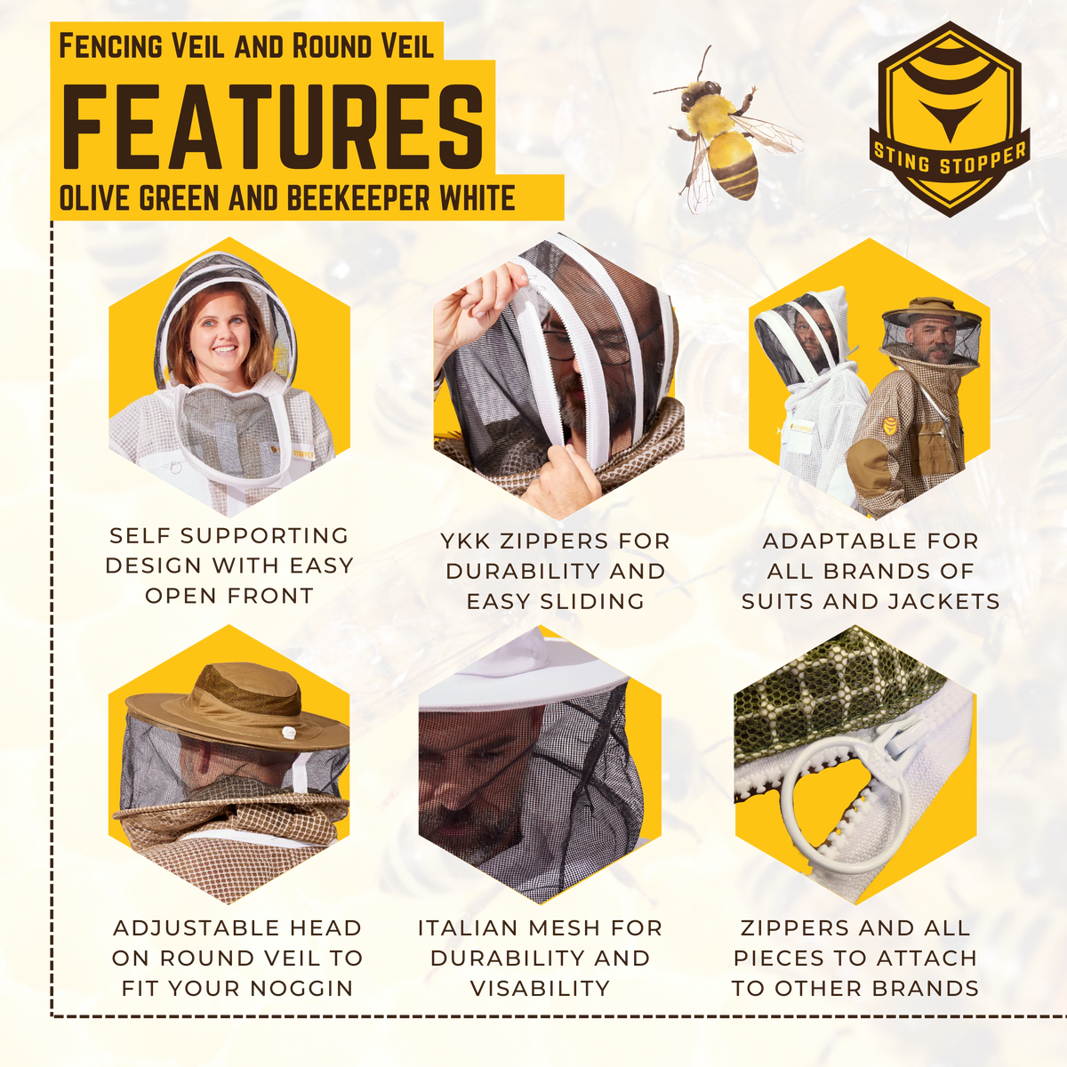 Round beekeeping veil from Foxhound Bee Company, protective fencing design with mesh for secure hive handling.