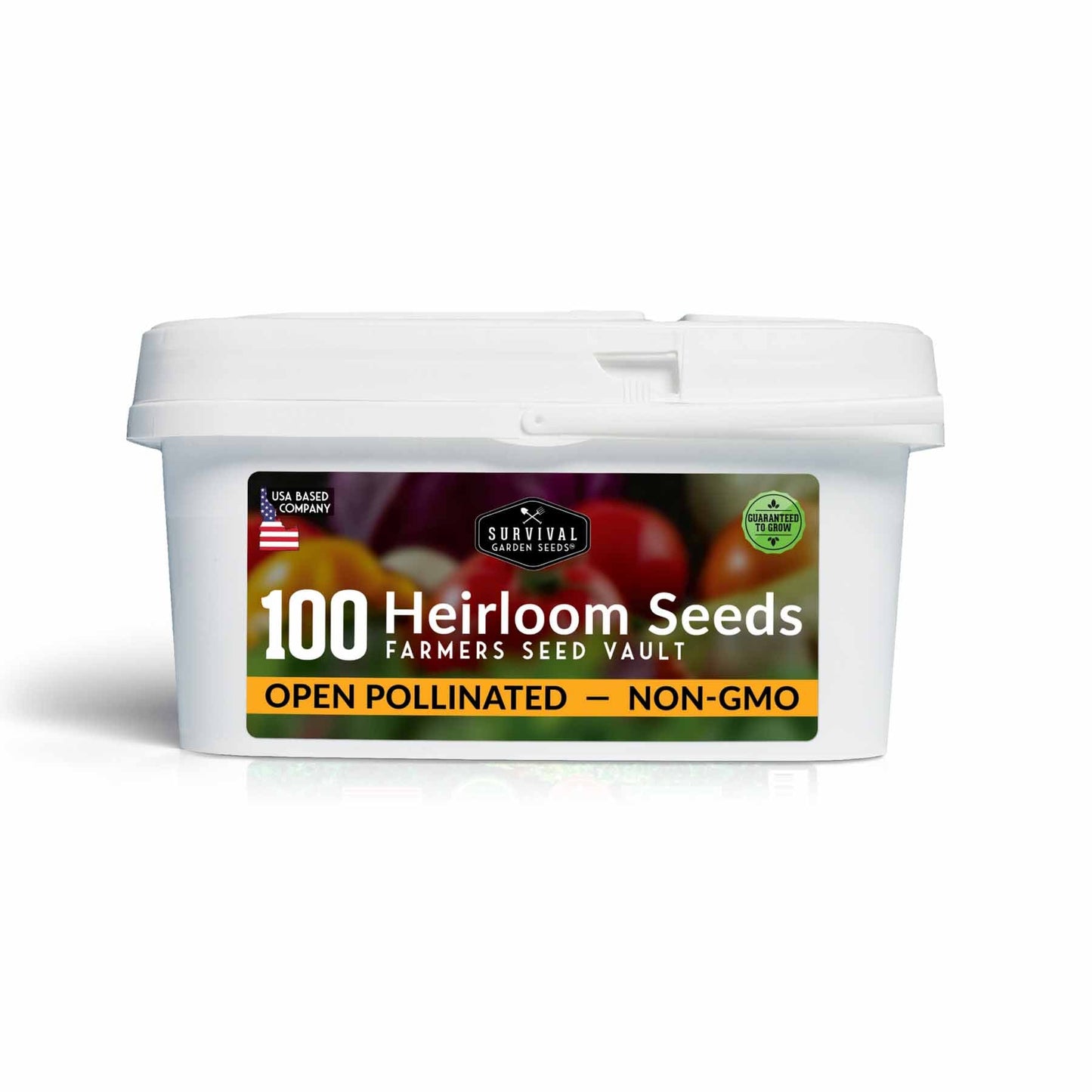Assorted vegetable seeds in a SurvivalGardenSeeds kit for growing food at home, showcasing various seed packets and planting instructions.