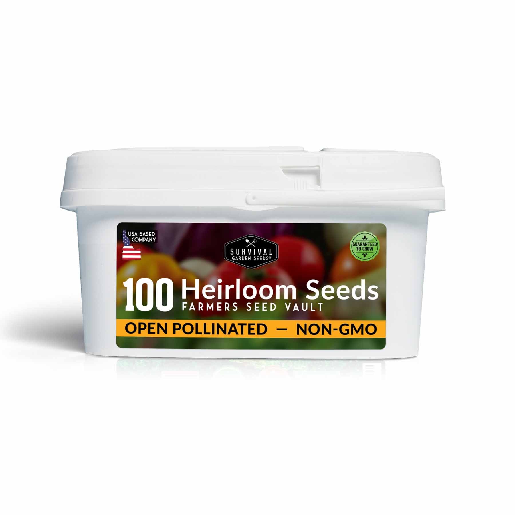 Assorted vegetable seeds in a SurvivalGardenSeeds kit for growing food at home, showcasing various seed packets and planting instructions.