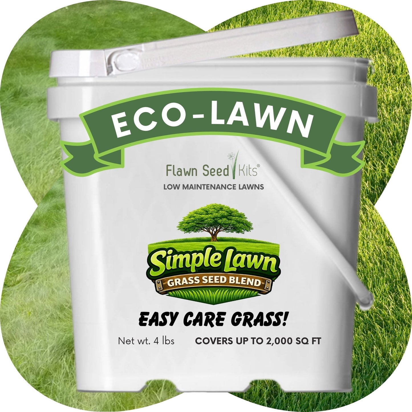 Fine fescue grass seed from Flawn Seed Kits, showing seed tape for easy lawn planting and turf establishment.
