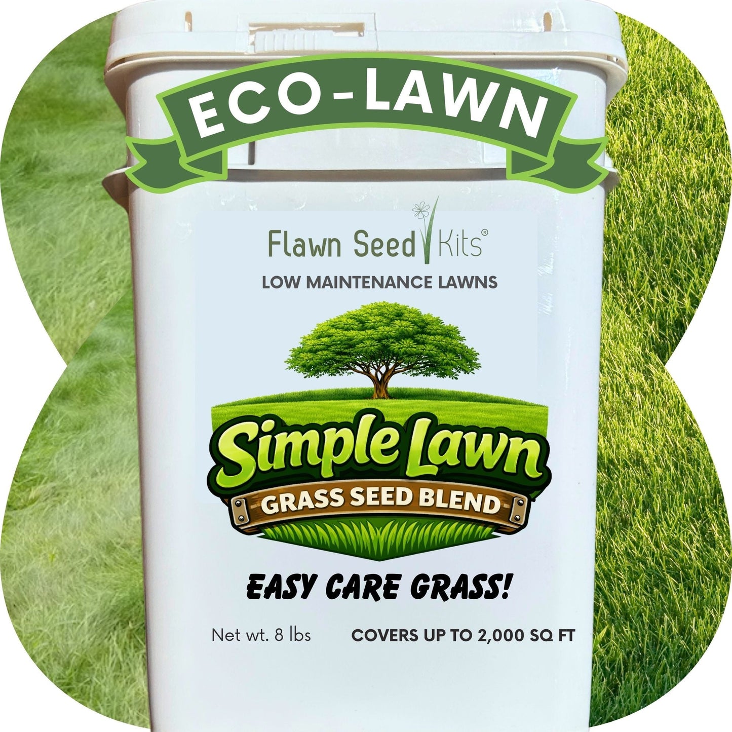 Fine fescue grass seed from Flawn Seed Kits, packaged for easy planting, ideal for lawn renovation and turf growth.